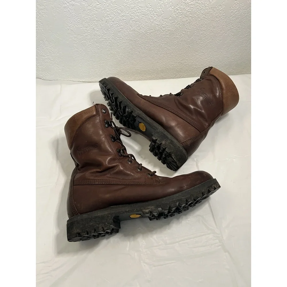Mens Vintage Herman Survivor Boots Insulated Sz 10.5 Dk Brown Leather Lace Up